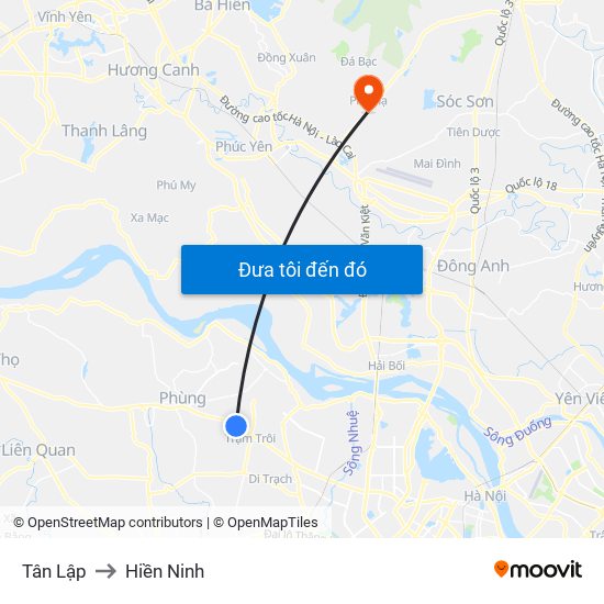 Tân Lập to Hiền Ninh map