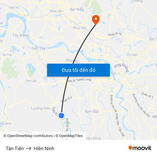 Tân Tiến to Hiền Ninh map