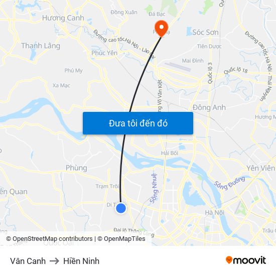 Vân Canh to Hiền Ninh map