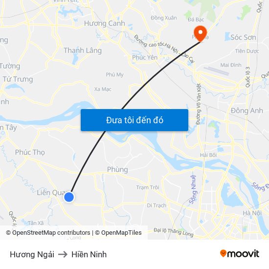 Hương Ngải to Hiền Ninh map