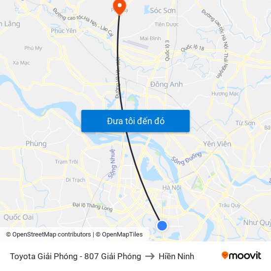 Toyota Giải Phóng - 807 Giải Phóng to Hiền Ninh map