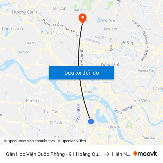 Gần Học Viện Quốc Phòng - 91 Hoàng Quốc Việt to Hiền Ninh map