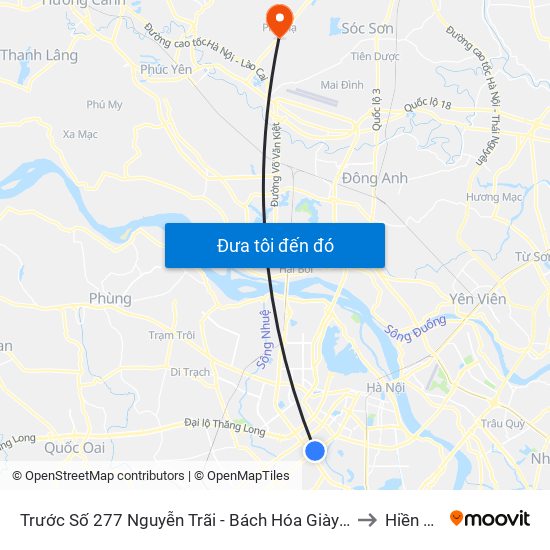 Trước Số 277 Nguyễn Trãi - Bách Hóa Giày Thượng Đình to Hiền Ninh map