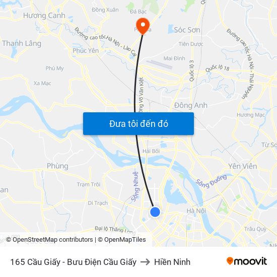 165 Cầu Giấy - Bưu Điện Cầu Giấy to Hiền Ninh map