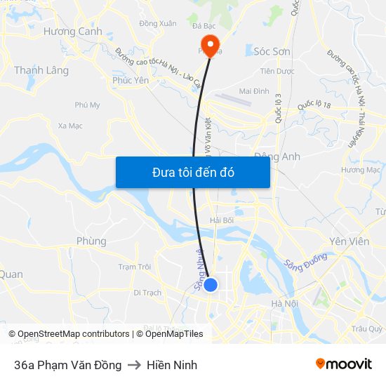 36a Phạm Văn Đồng to Hiền Ninh map