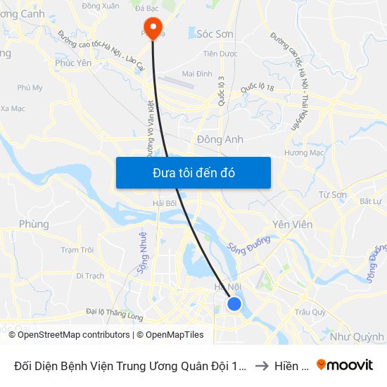 Đối Diện Bệnh Viện Trung Ương Quân Đội 108 - Trần Hưng Đạo to Hiền Ninh map