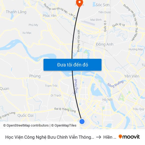 Học Viện Công Nghệ Bưu Chính Viễn Thông - Trần Phú (Hà Đông) to Hiền Ninh map