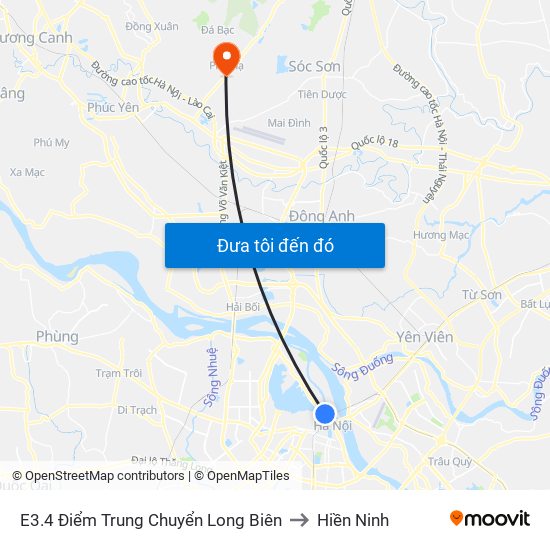 E3.4 Điểm Trung Chuyển Long Biên to Hiền Ninh map