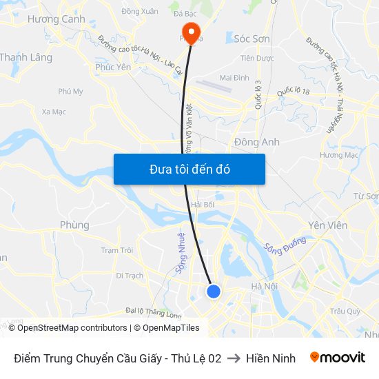 Điểm Trung Chuyển Cầu Giấy - Thủ Lệ 02 to Hiền Ninh map