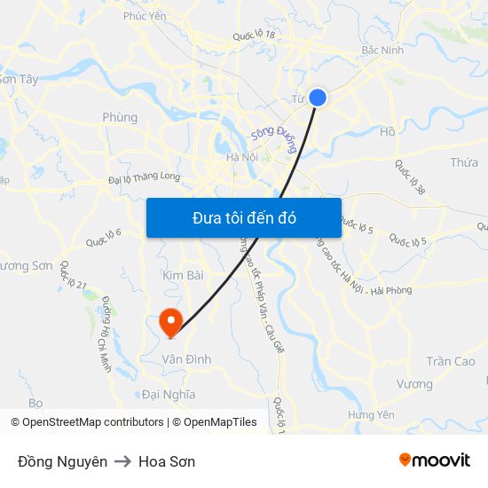 Đồng Nguyên to Hoa Sơn map