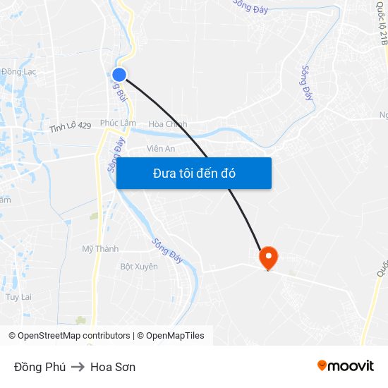Đồng Phú to Hoa Sơn map