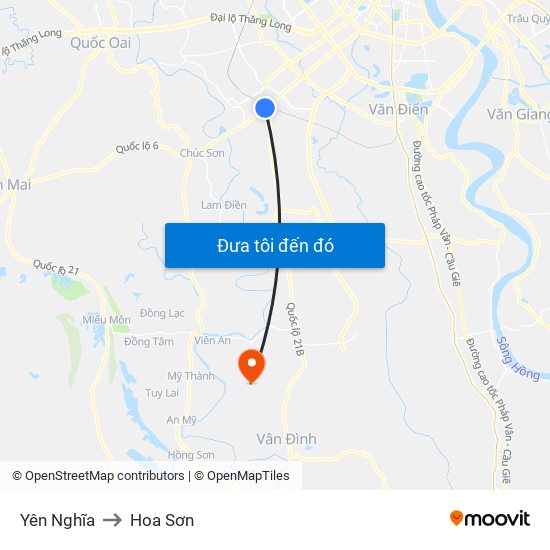 Yên Nghĩa to Hoa Sơn map
