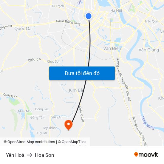 Yên Hoà to Hoa Sơn map