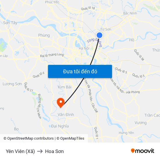 Yên Viên (Xã) to Hoa Sơn map