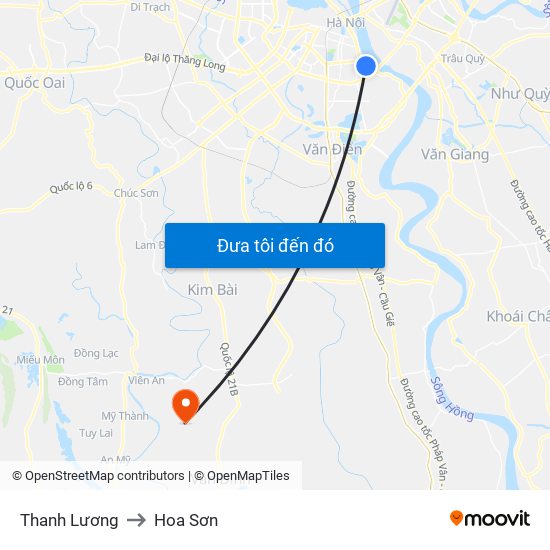 Thanh Lương to Hoa Sơn map