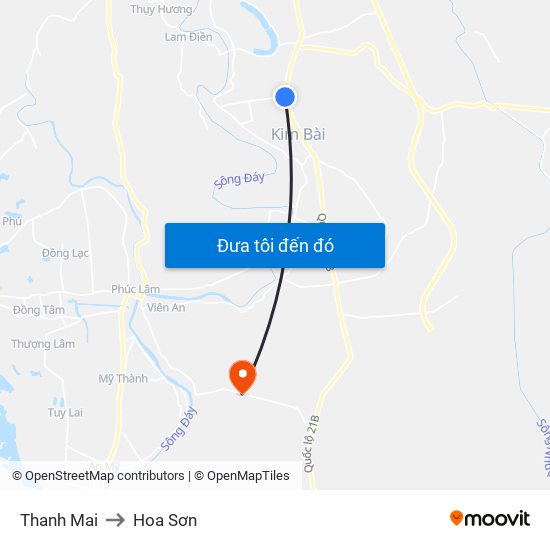 Thanh Mai to Hoa Sơn map