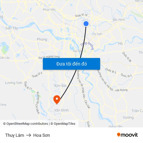 Thuỵ Lâm to Hoa Sơn map