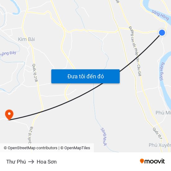 Thư Phú to Hoa Sơn map