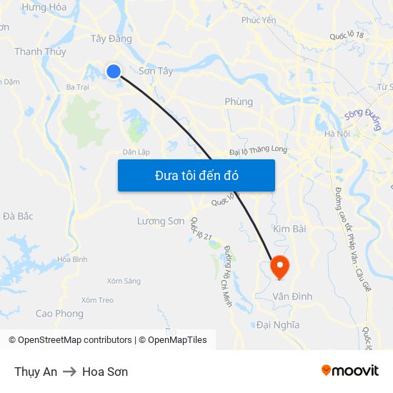 Thụy An to Hoa Sơn map