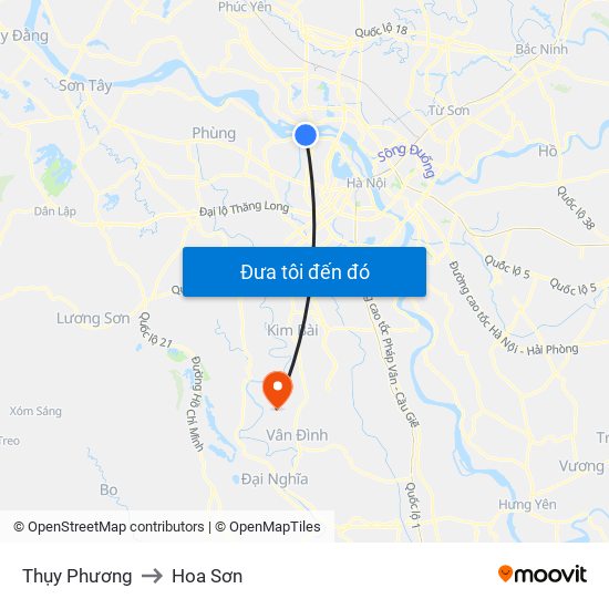 Thụy Phương to Hoa Sơn map