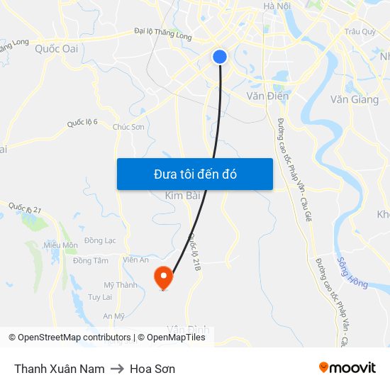 Thanh Xuân Nam to Hoa Sơn map
