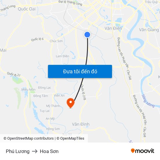 Phú Lương to Hoa Sơn map