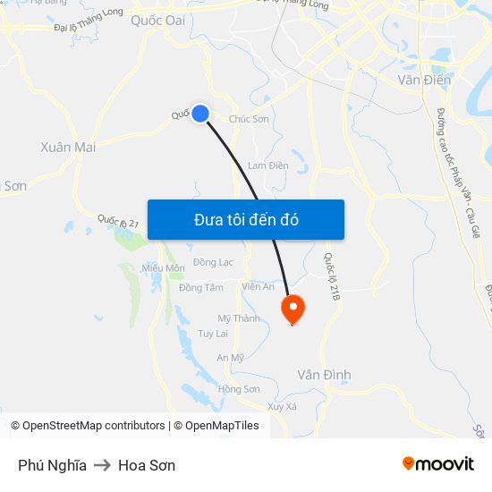 Phú Nghĩa to Hoa Sơn map