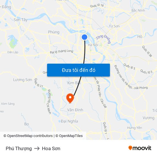 Phú Thượng to Hoa Sơn map