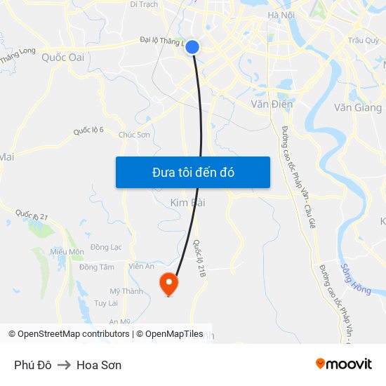 Phú Đô to Hoa Sơn map