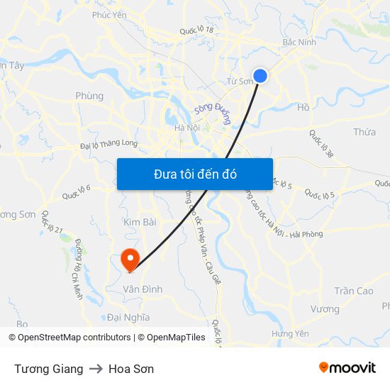 Tương Giang to Hoa Sơn map