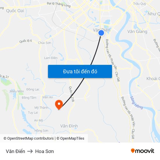 Văn Điển to Hoa Sơn map