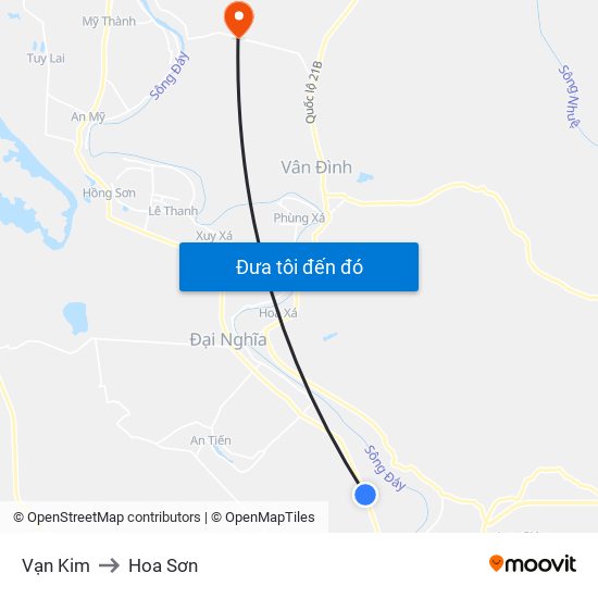 Vạn Kim to Hoa Sơn map