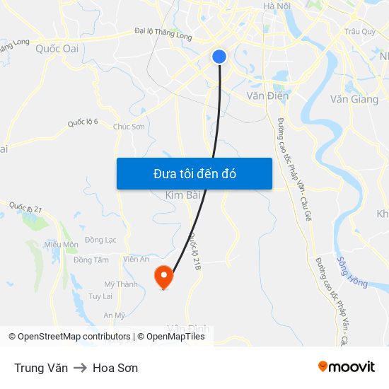 Trung Văn to Hoa Sơn map