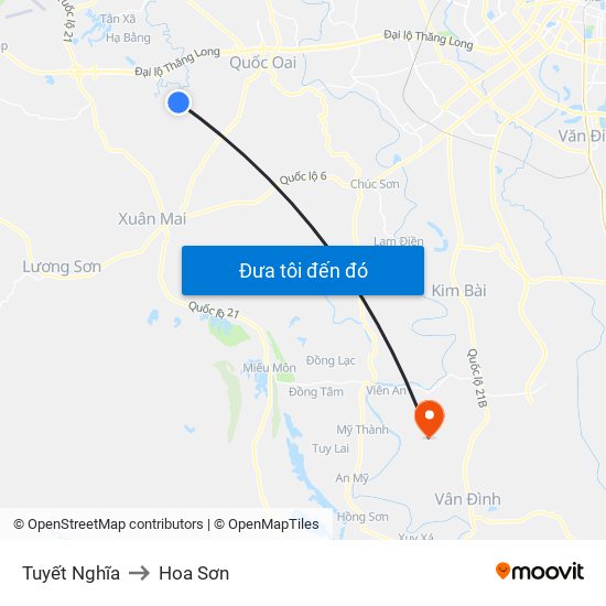 Tuyết Nghĩa to Hoa Sơn map