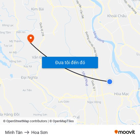 Minh Tân to Hoa Sơn map