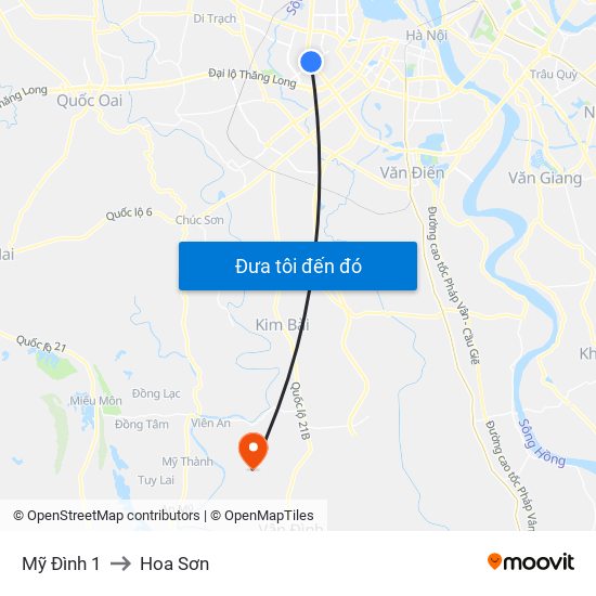 Mỹ Đình 1 to Hoa Sơn map