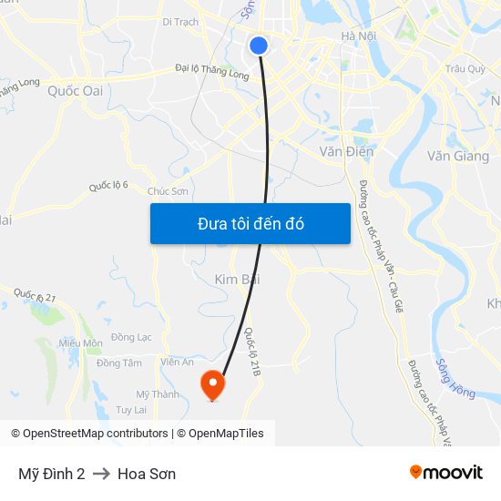 Mỹ Đình 2 to Hoa Sơn map