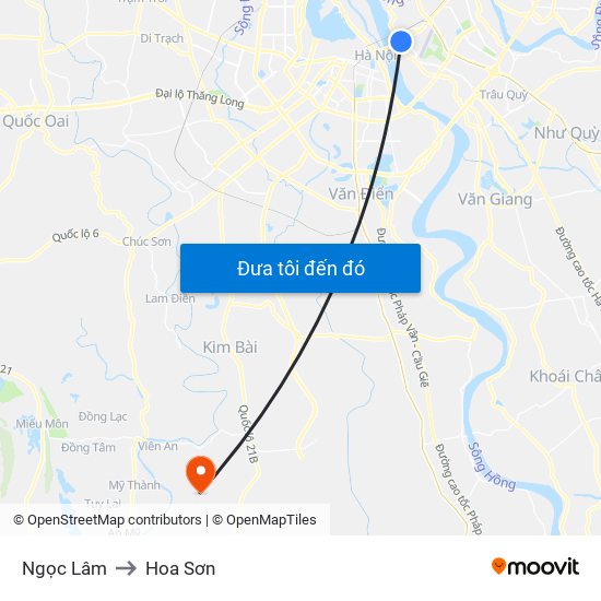 Ngọc Lâm to Hoa Sơn map
