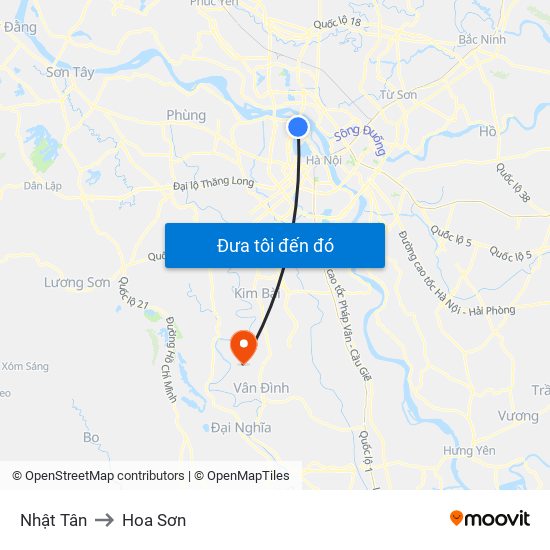 Nhật Tân to Hoa Sơn map