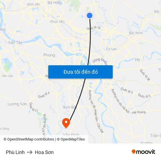 Phù Linh to Hoa Sơn map