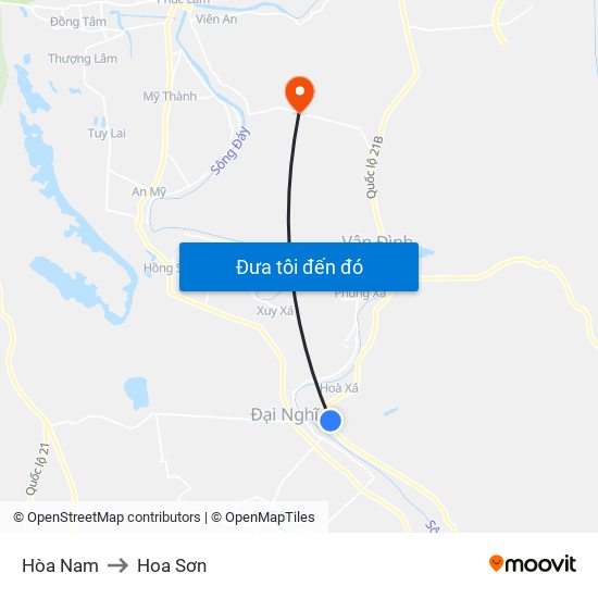 Hòa Nam to Hoa Sơn map