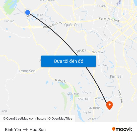 Bình Yên to Hoa Sơn map