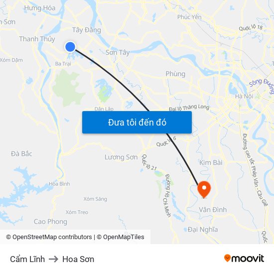 Cẩm Lĩnh to Hoa Sơn map