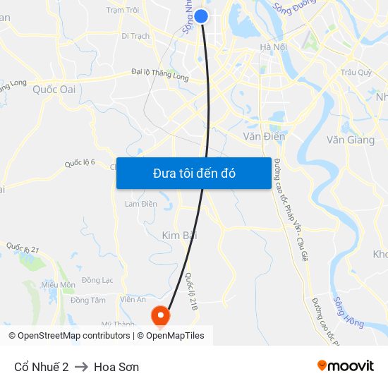 Cổ Nhuế 2 to Hoa Sơn map