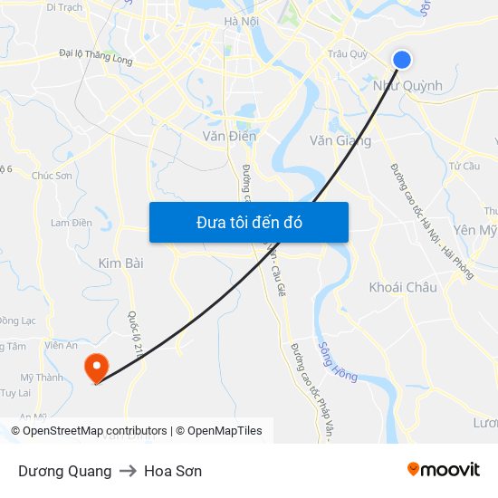 Dương Quang to Hoa Sơn map