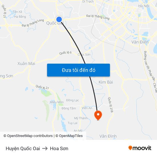 Huyện Quốc Oai to Hoa Sơn map