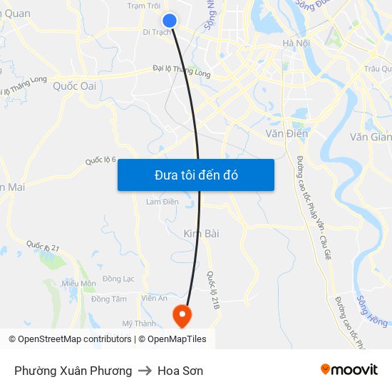 Phường Xuân Phương to Hoa Sơn map