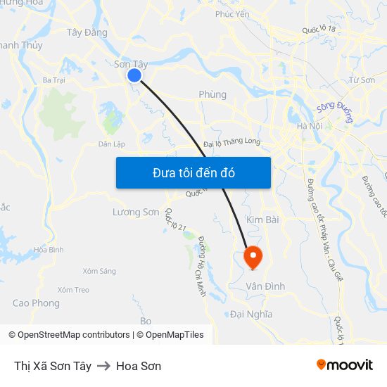 Thị Xã Sơn Tây to Hoa Sơn map