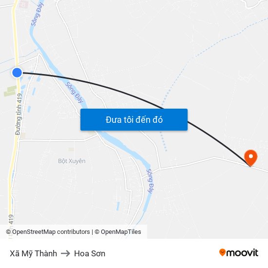 Xã Mỹ Thành to Hoa Sơn map