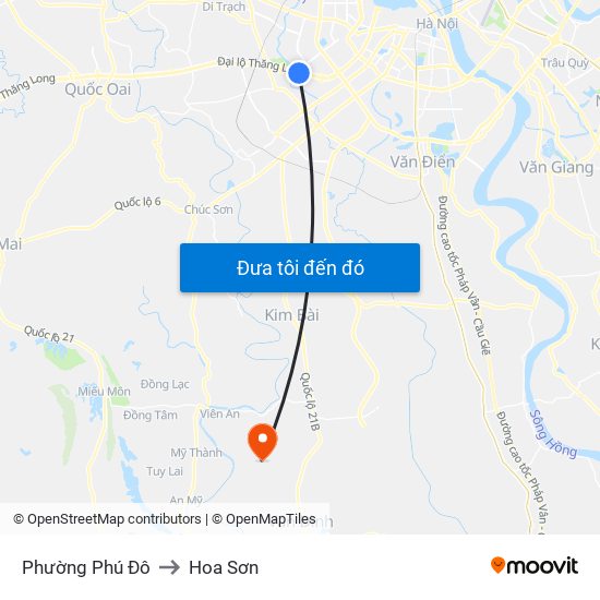 Phường Phú Đô to Hoa Sơn map